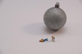 Too Much Christmas Shopping, concept with decoration and human figurines