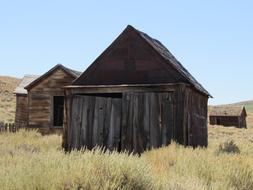 wooden huts in an old settlement in the wild west