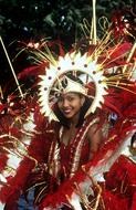 girl in red costume at the carnival