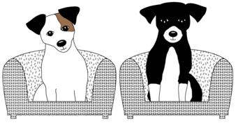 drawn jack russell terrier puppies sitting on armchairs