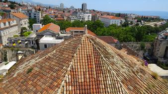 roof view of old city at summer, croatia, split
