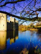 Medieval Bodium Castle on water at fall, uk, england