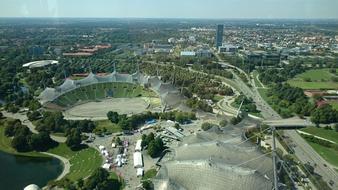 panorama of the olympic center in Munich