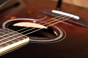 brown guitar close up