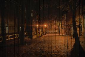 old street with lanterns an night, wall art