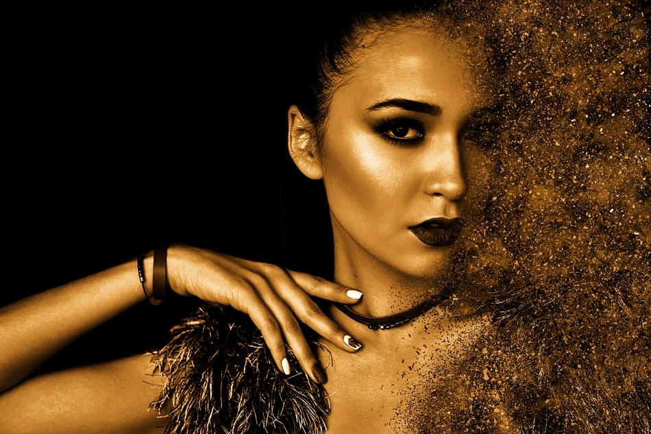 Cute model with dark lips