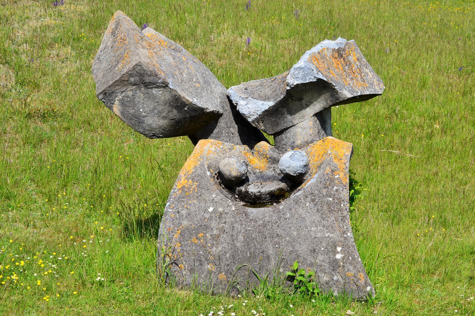 Monument of the violence in war, among the colorful field in Eichstätt, Germany