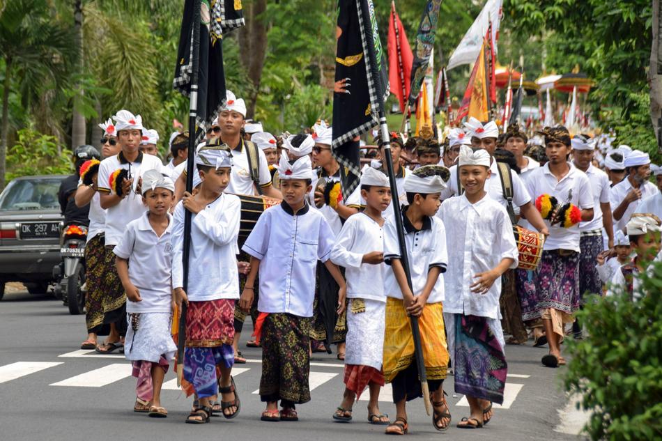 people walking in bali