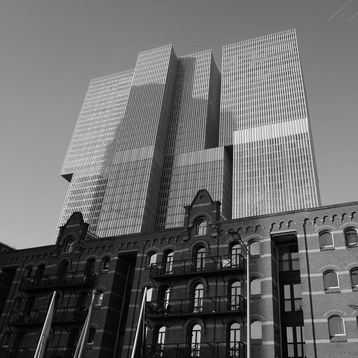 monochrome photo of Rotterdam Rem Koolhaas Wilhelmina