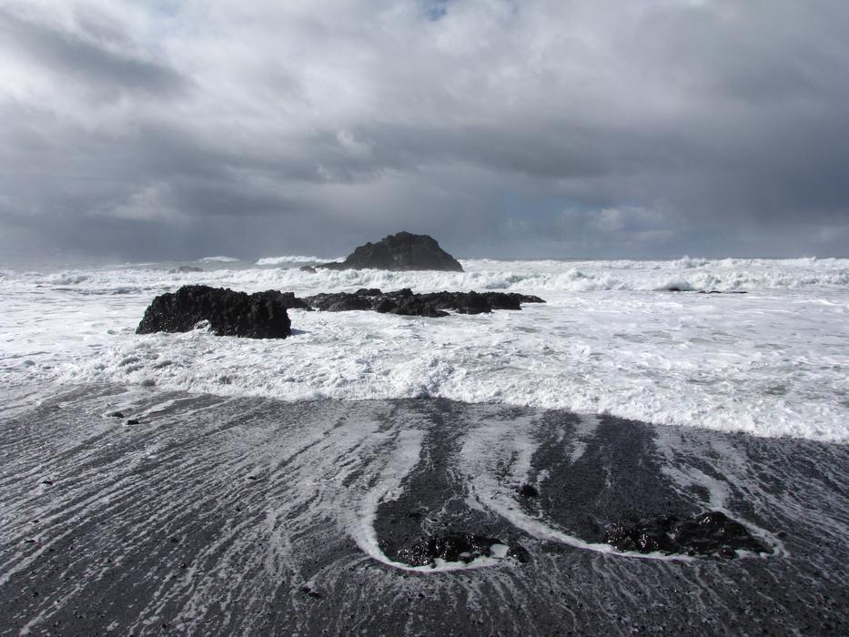 Ocean Rocky Beach monochrome photo
