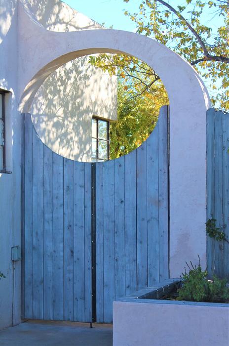 Wooden Gate Blue Archway