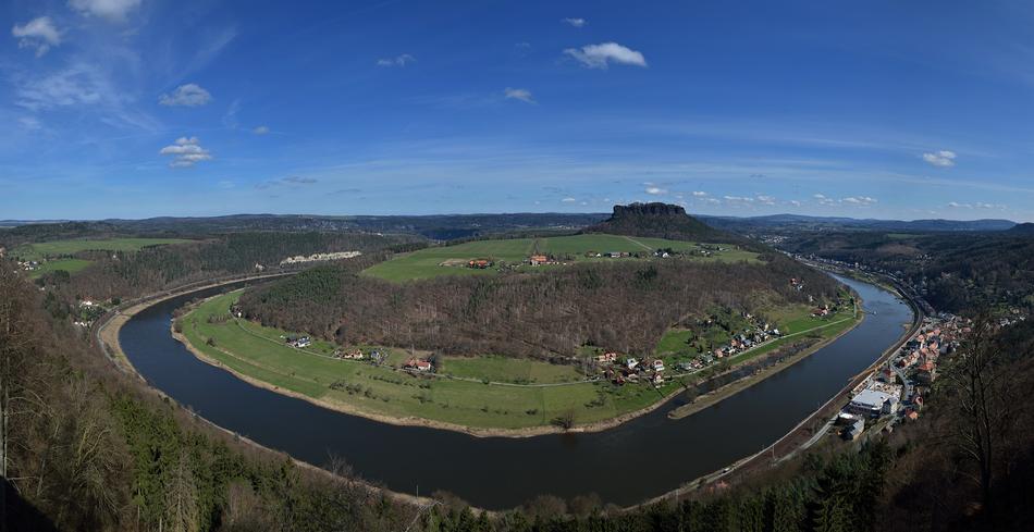 Elbe Mesa Lilienstein Landscape