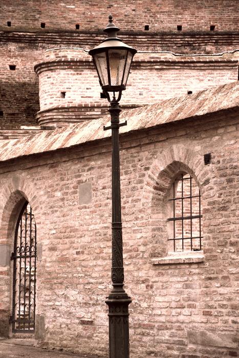 Wall Background Stones and lamp