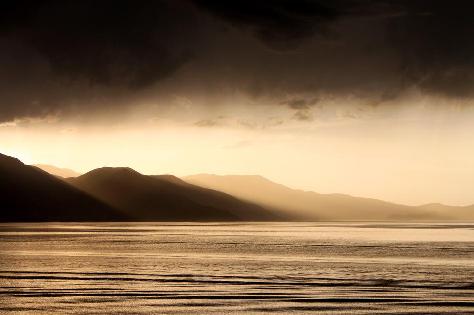 Mountain and lake at Sunset Landscape