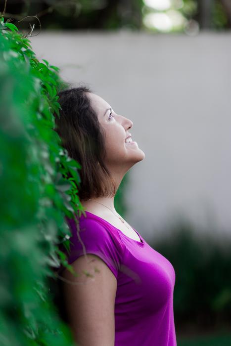 Woman Green Fence Contemplate