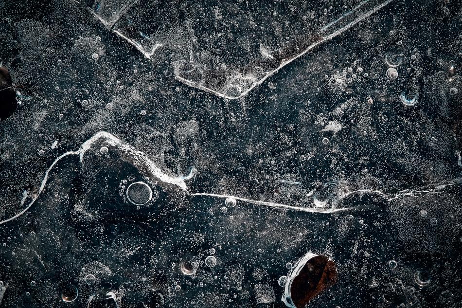 dark thin Ice of Frozen water
