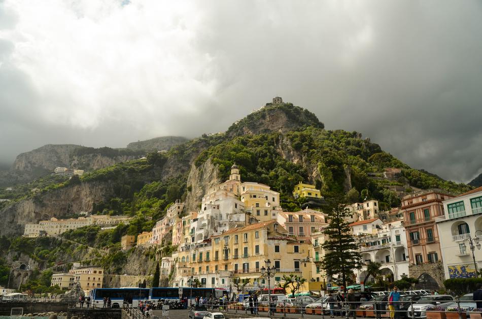 storm clouds over the city of Amalfi