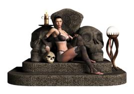 fantasy girl on stone throne candle