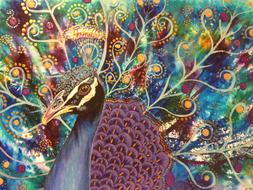 peacock mixed media