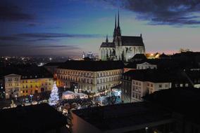 old city at dusk, Czech, Brno
