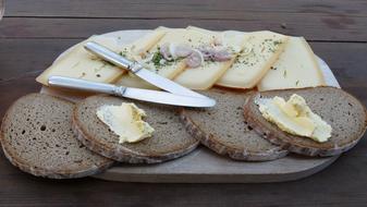 cheese and bread on a plate