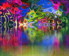 abstract colorful drawing with blurred reflection