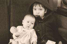 vintage photo of sister and brother