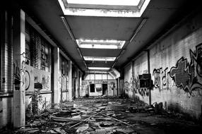 monochrome photo of Old Lost Places Factory