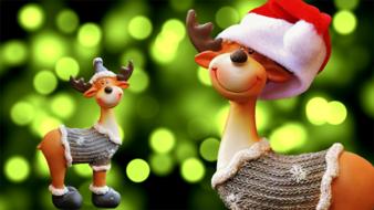 Christmas reindeer in red hats