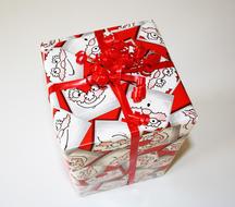 colorful box packed with ribbon
