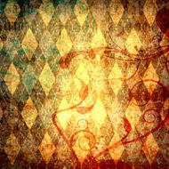 geometric and floral patterns on old paper, background