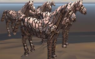 horses metal art bronze