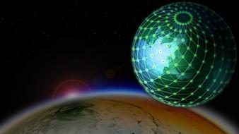 green ball over the planet