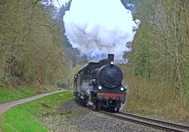 train traveling on the railroad