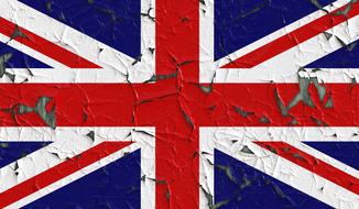 flag on the wall with peeling paint