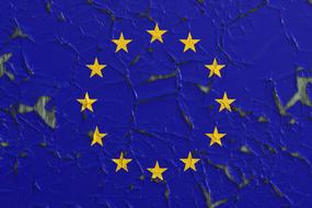European flag on a colorful wall