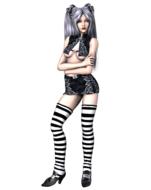 Clipart of the posing girl in gothic clothing at white background