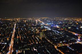 aerial view of night city, Taiwan, Taipei