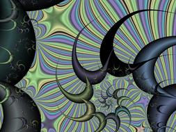abstract fractal drawing with dark objects
