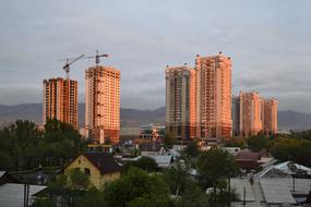 Construction at Sunset in Almaty