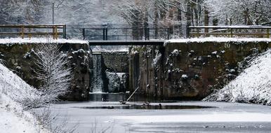 landscape of Channel under the bridge at winter