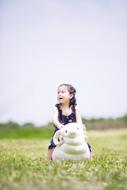 asian Child girl playing Outdoor