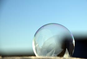 Iridescent frozen Soap Bubble