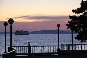 Seattle Ferry Ship at sunset
