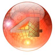 orange glass ball with the number four