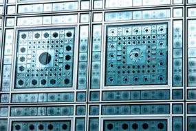 Beautiful, shiny facade of the architecture in La Defense, Paris, France
