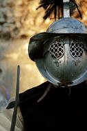 a close up of a knight's helmet