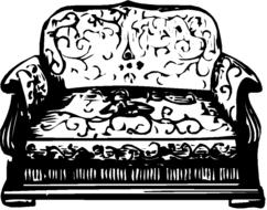 black and white sketch of a vintage chair