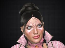 black hair girl with painted face, render