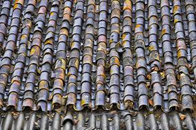 photo of old natural roof tiles